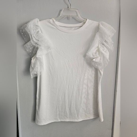 Cute white top w sparkly palazzo style pants. - Picture 3 of 3